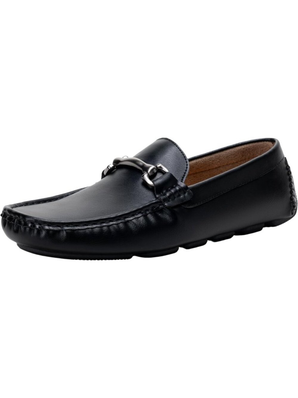 Men's Black Square Toe Casual Dress Lightweight Flat Slip On Penny Loafers
